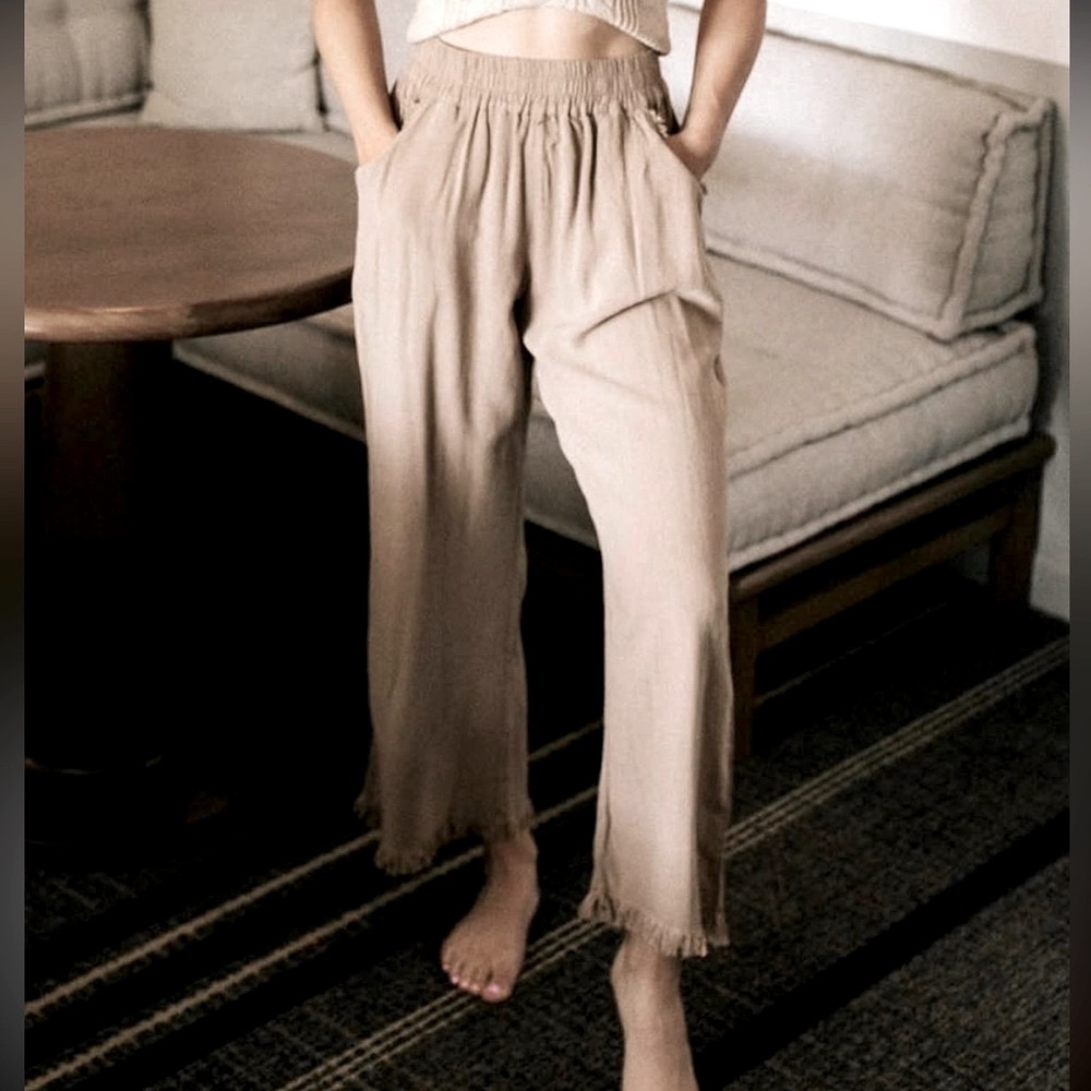 Neutral Ground Cabana Linen Wide Leg Pants in Natural Oat Heather Size 1XL